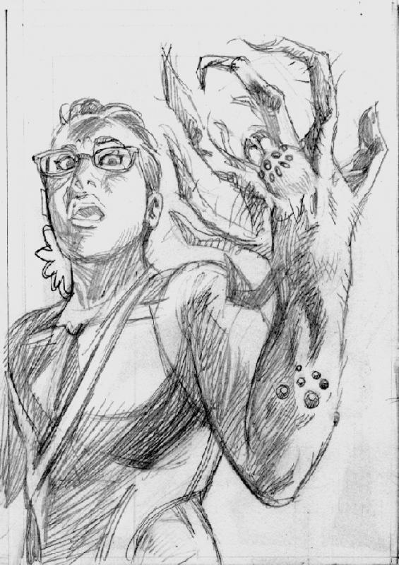 bride of nine spiders pencils panel detail- Brereton